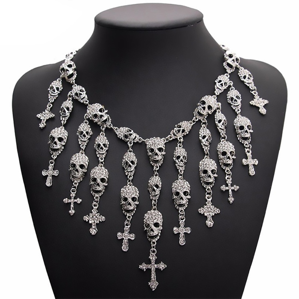 Skull Cross Pirate Goth Vampire Halloween Necklace